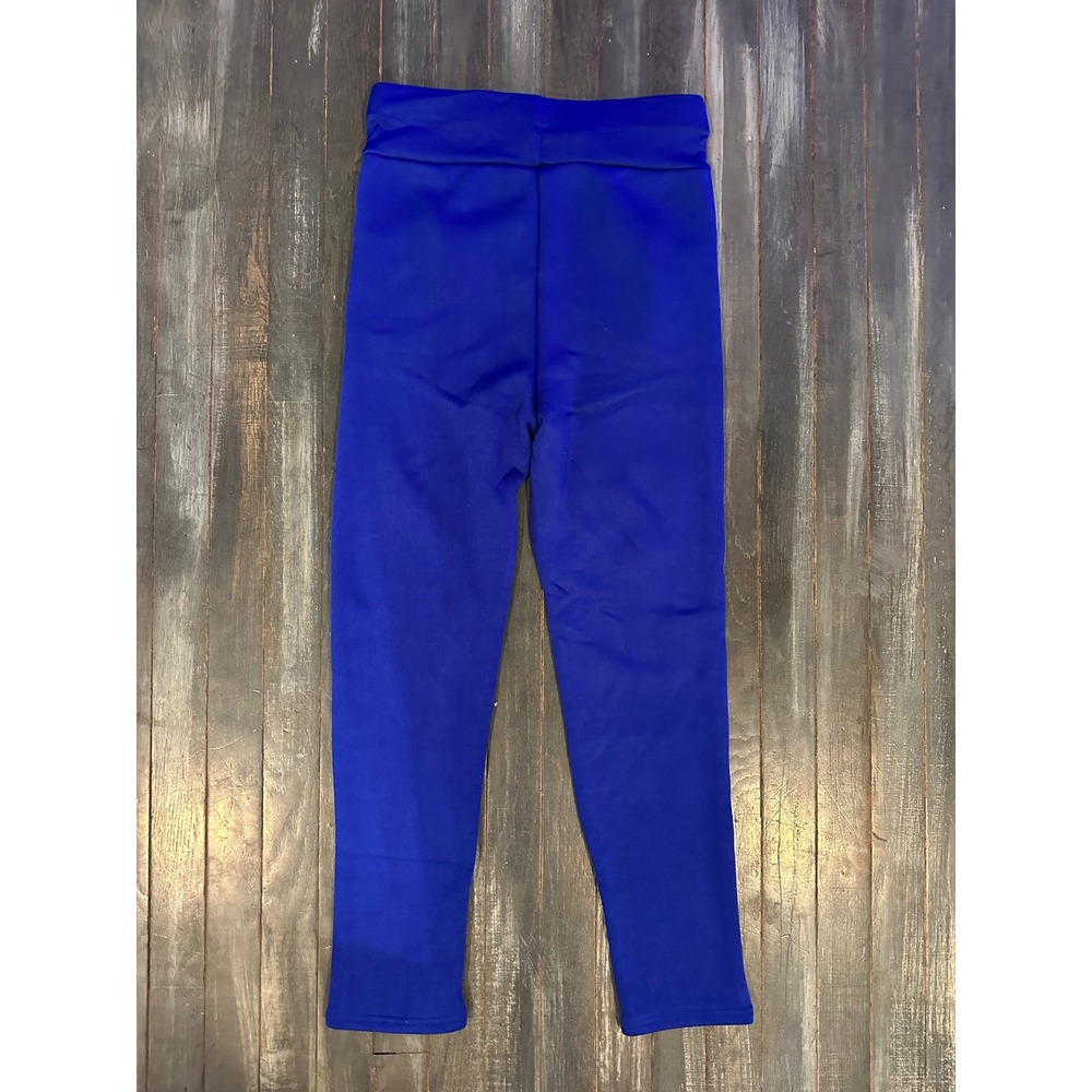 Fashion Royal Blue Fleece Lined Thermal Leggings High Waist Pockets Winter Pants - Picture 2 of 3